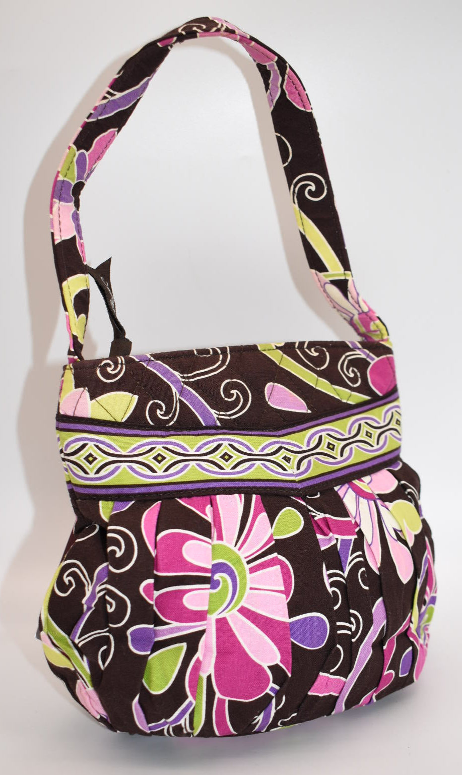 Vera Bradley Hannah Small Pleated Bag in "Purple Punch" Pattern