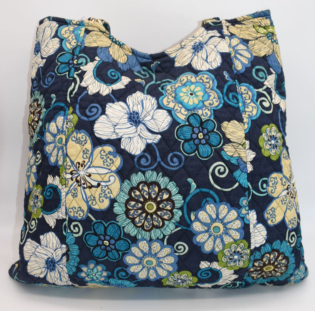 Vera Bradley Large Curvy Tote Bag & Cell Phone Case in "Mod Floral Blue" Pattern