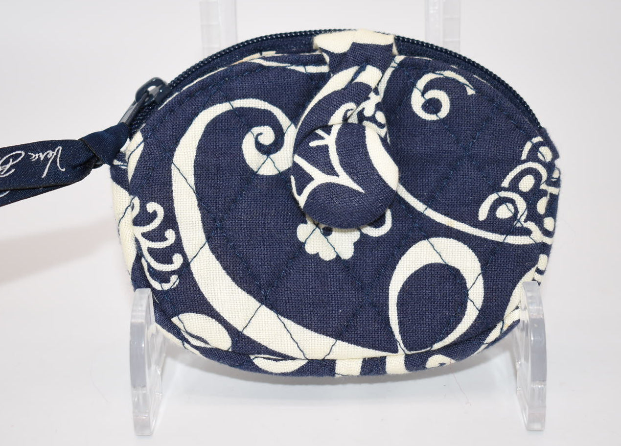 Vera Bradley Button Coin Purse in "Twirly Bird - Navy" Pattern