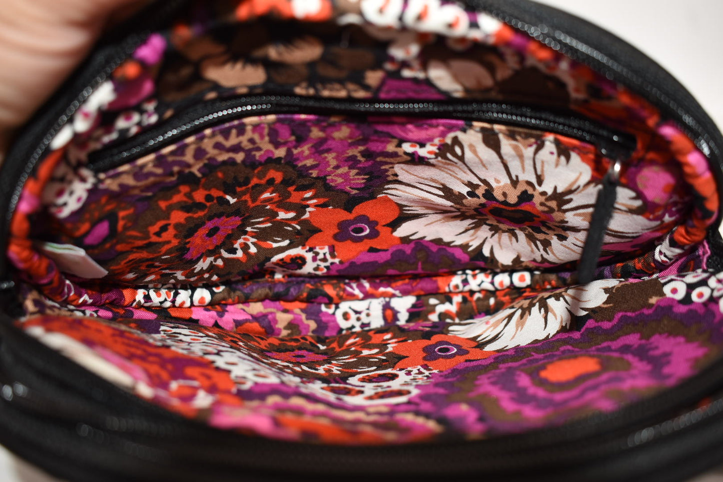 Vera Bradley Oval Crossbody Bag in Classic Black & Zebra Flock