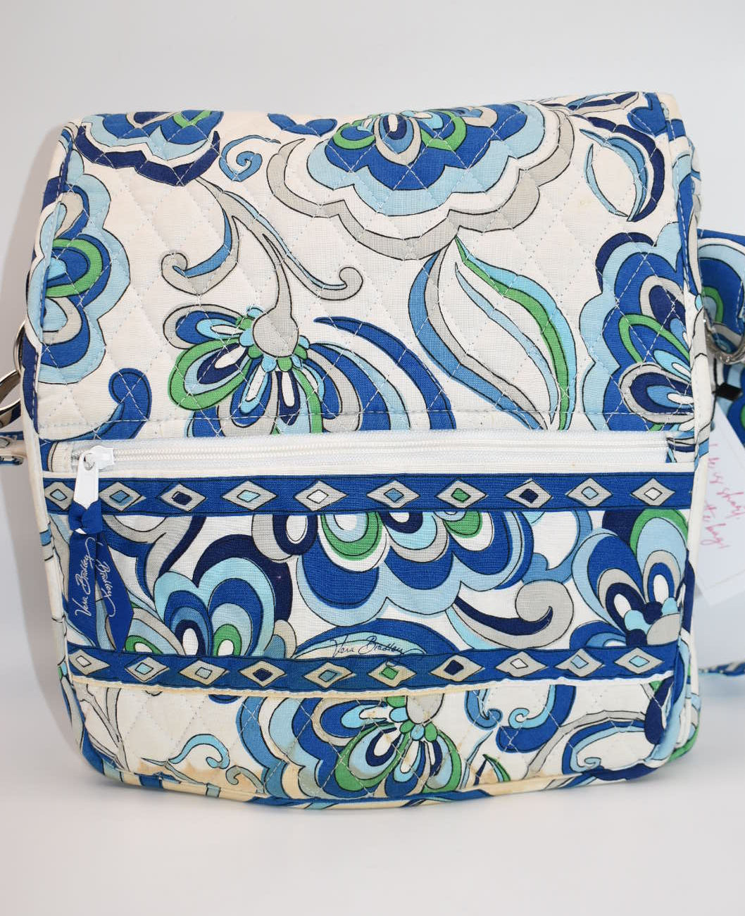 Vera Bradley Mailbag Large Crossbody Bag in "Mediterranean White" Pattern