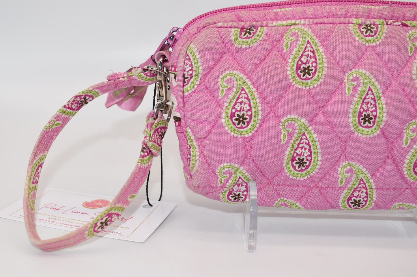 Vera Bradley Zip Top Wristlet Bag in "Bermuda Pink" Pattern
