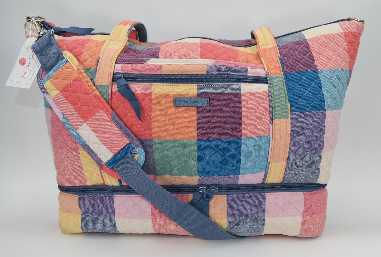 Vera Bradley Deluxe Travel Tote Bag in "Tropical Plaid" Pattern