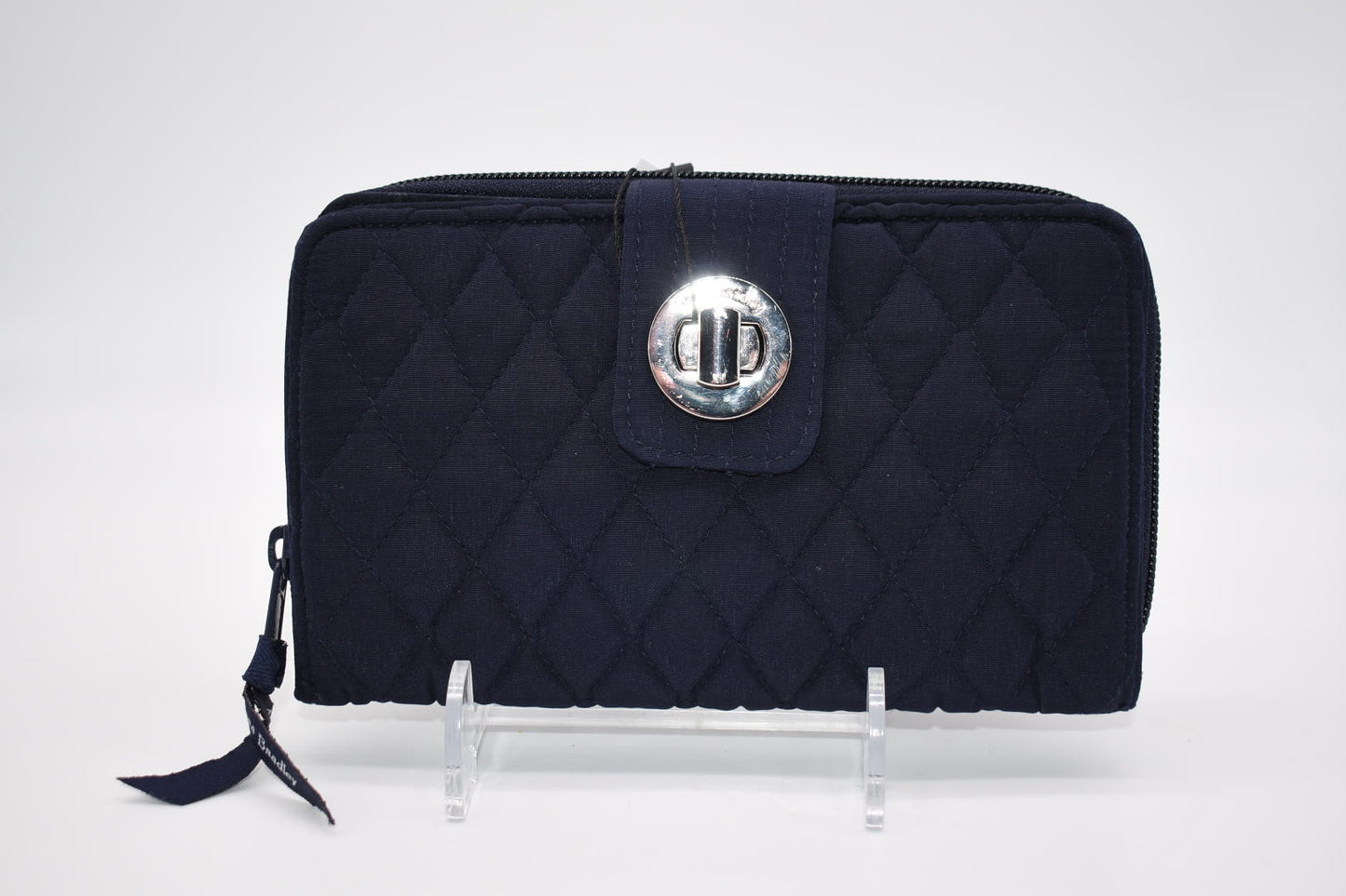 Vera Bradley Microfiber RFID Turnlock Wallet in Navy Blue