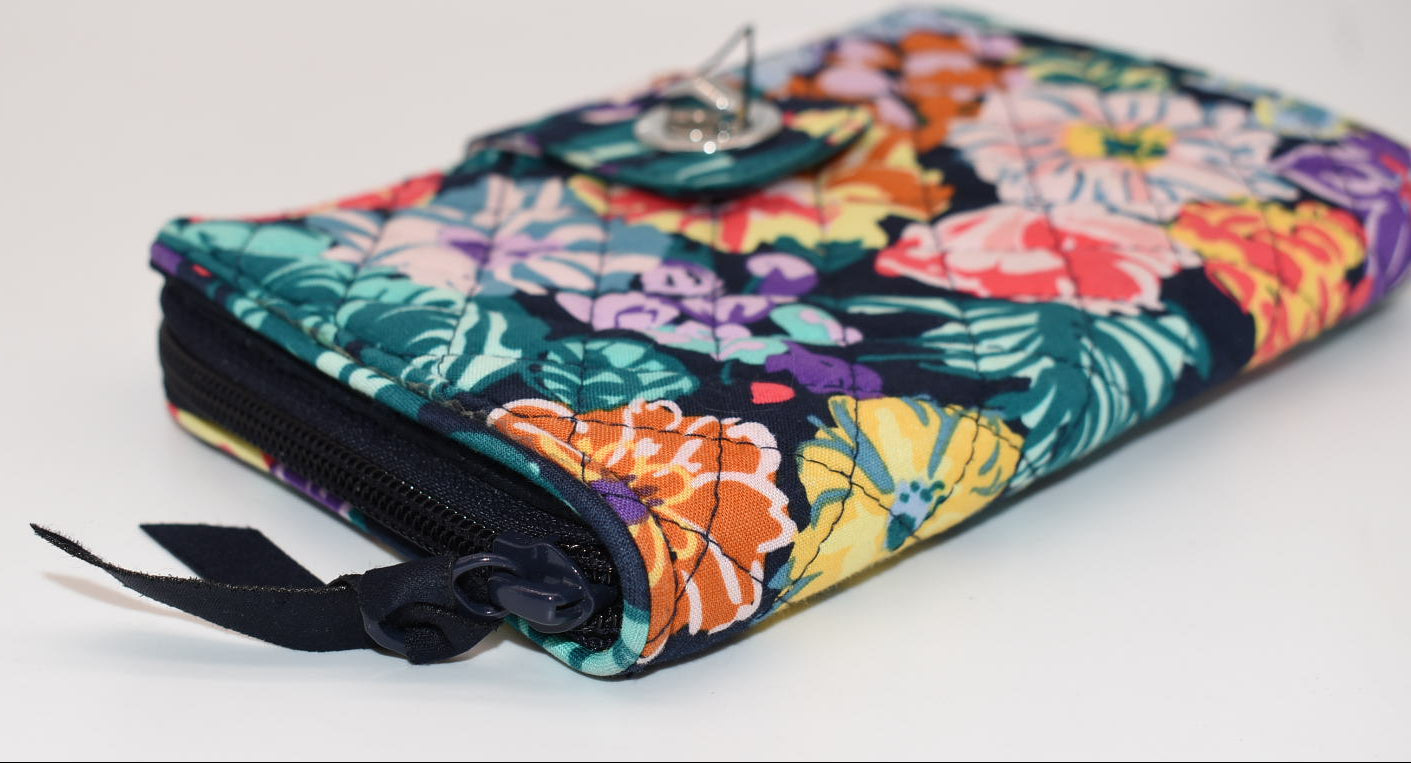 Vera Bradley RFID Turnlock Wallet in "Happy Blooms" Pattern