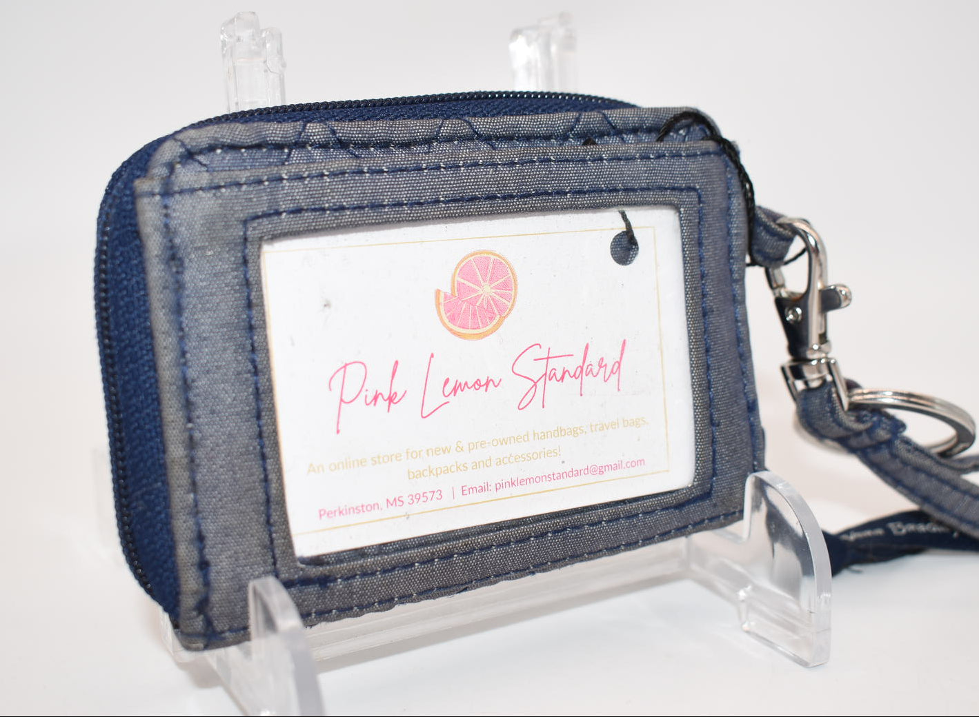 Vera Bradley Small Zip-Around Wallet & Lanyard in Moonlight Navy