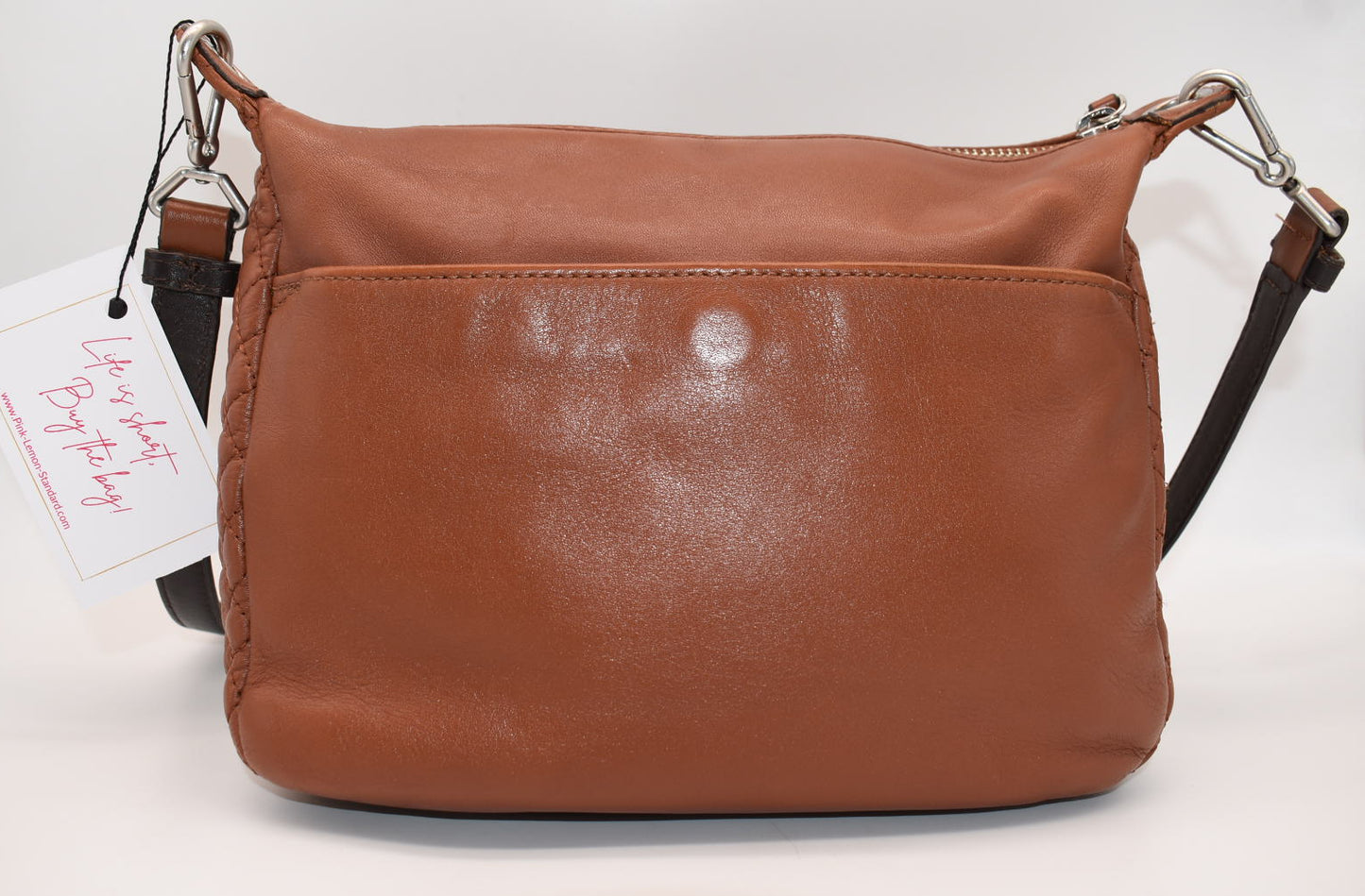 Vera Bradley Carson Leather Crossbody Shoulder Bag in Cognac Brown