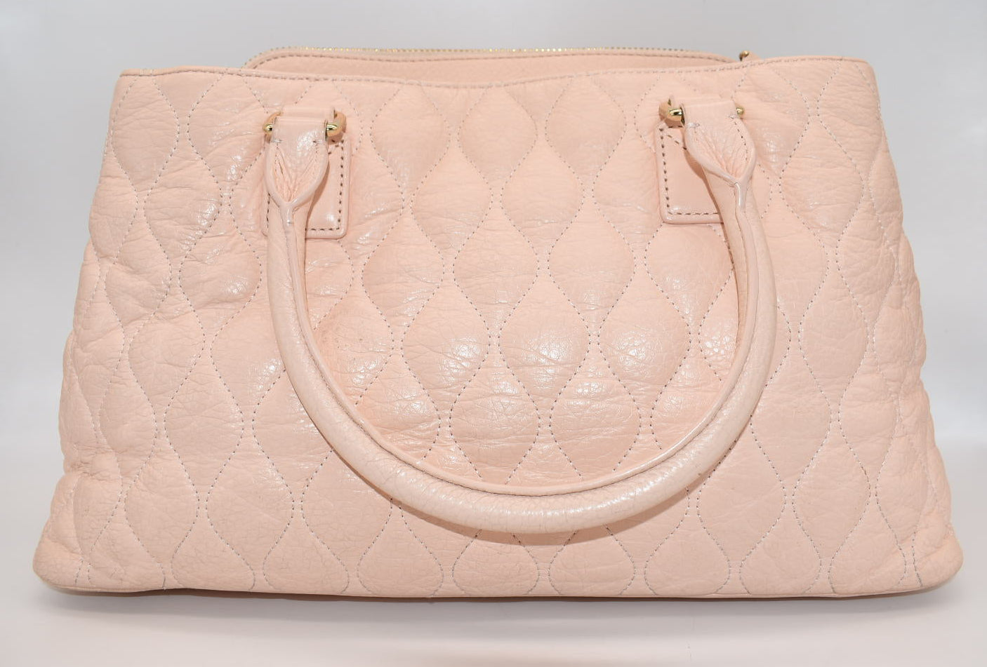Vera Bradley Large Emma Satchel Bag in Quilted Leather Blush Pink