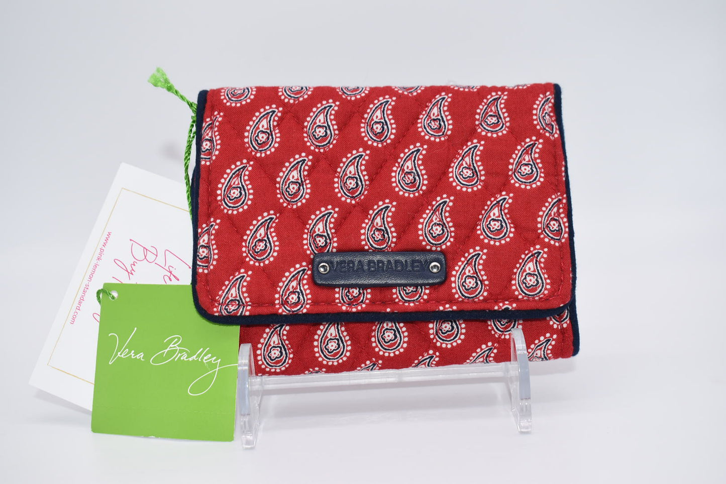 Vera Bradley Petite Trifold Wallet in "Petite Red Bandana Paisley" Pattern