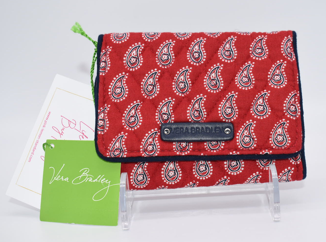 Vera Bradley Petite Trifold Wallet in "Petite Red Bandana Paisley" Pattern
