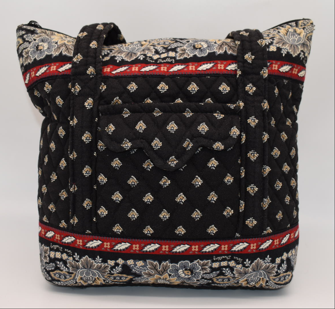 Vera Bradley Little Villager Tote Bag in "Classic Black" Pattern
