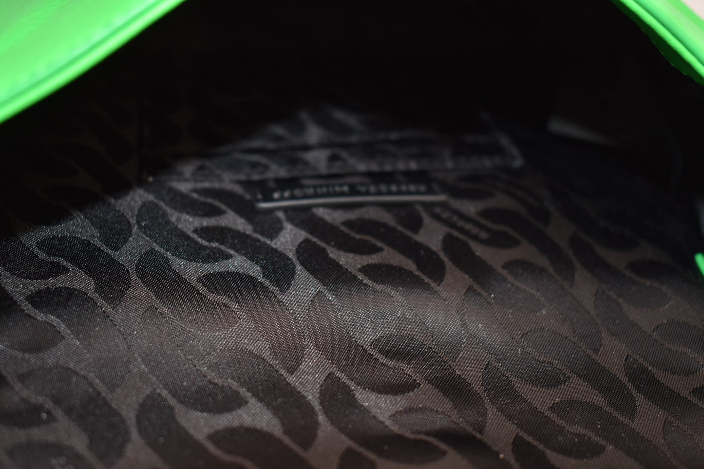 Rebecca Minkoff Chevron Quilted Small Love Crossbody Bag in Neon Green