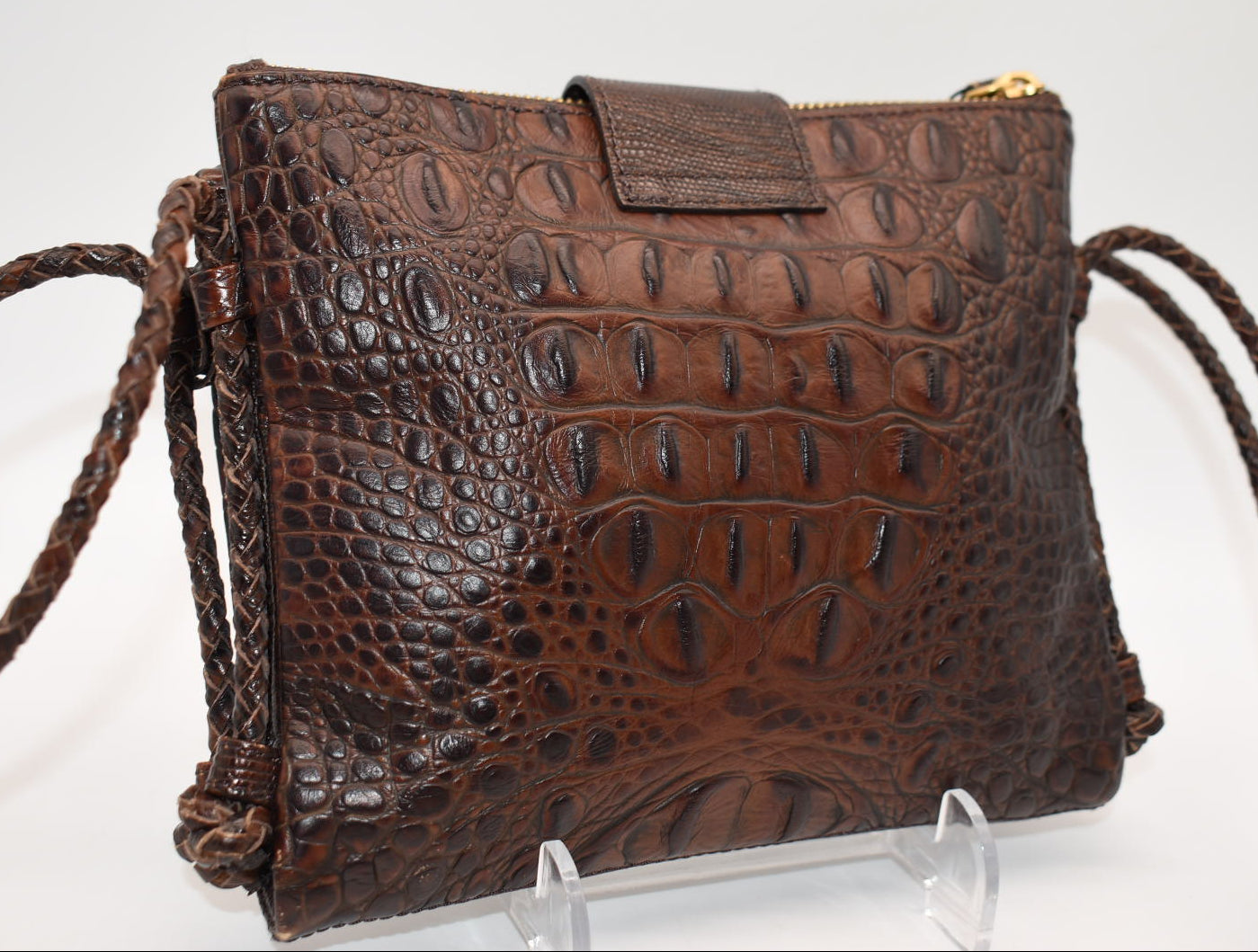 Brahmin Mojito Croc Embossed Leather Bag in Pecan