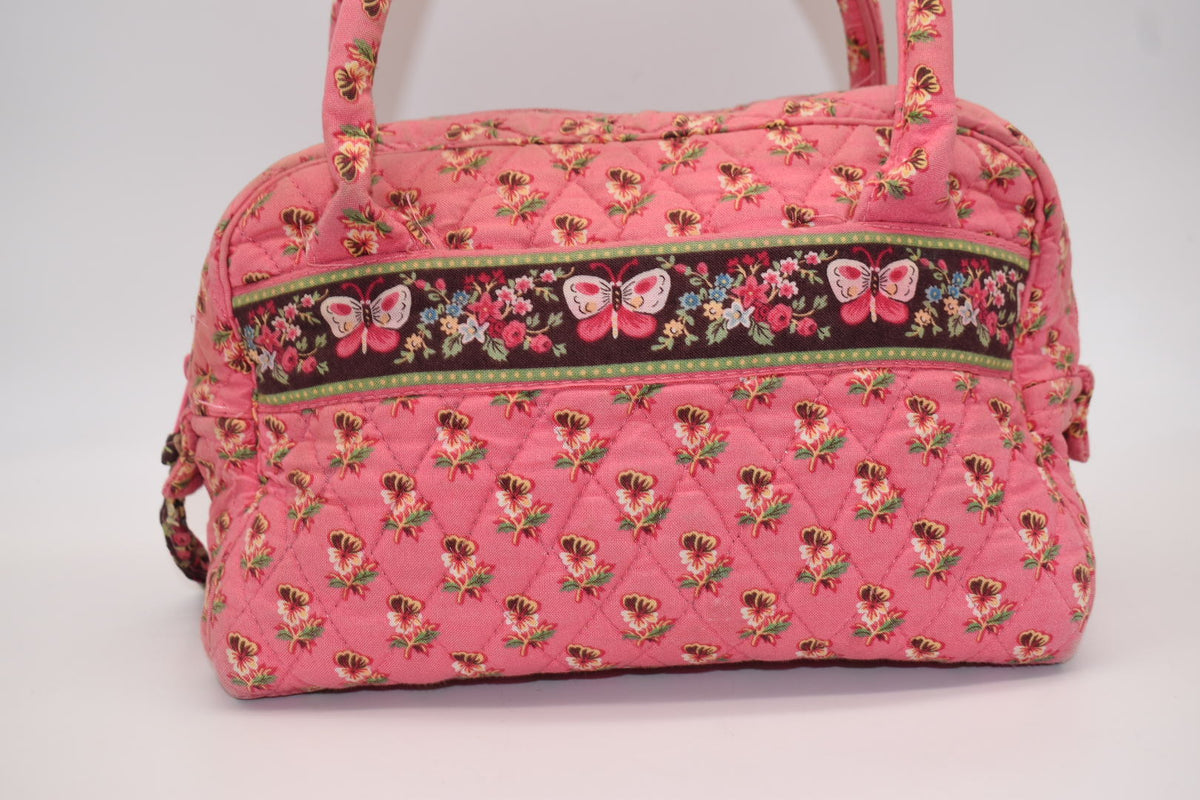 Vera Bradley Small Bowler Satchel Bag in "Pink Pansy" Pattern