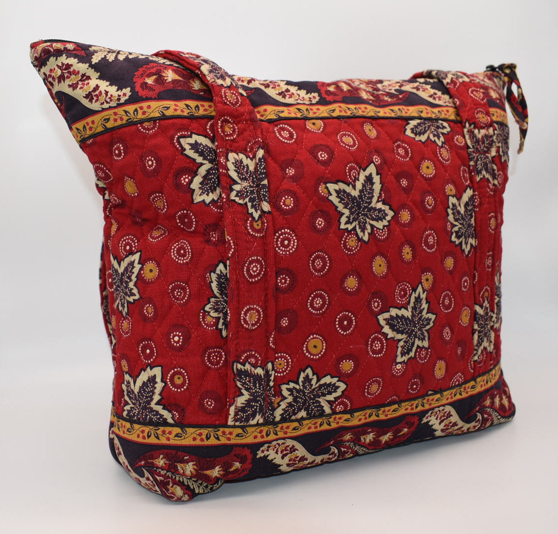 Vintage Vera Bradley Villager Tote Bag in "Red Coin -1999" Pattern