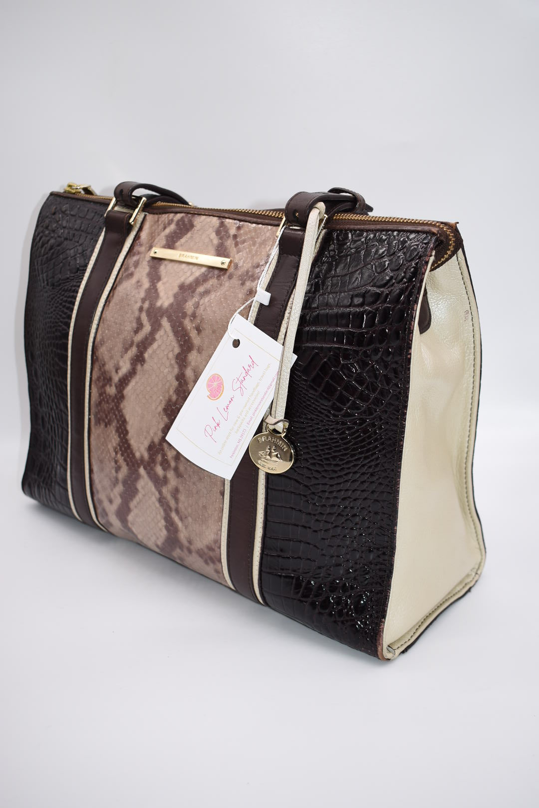 Brahmin Anywhere Tote Bag in Tri-Texture Tortoise Seville