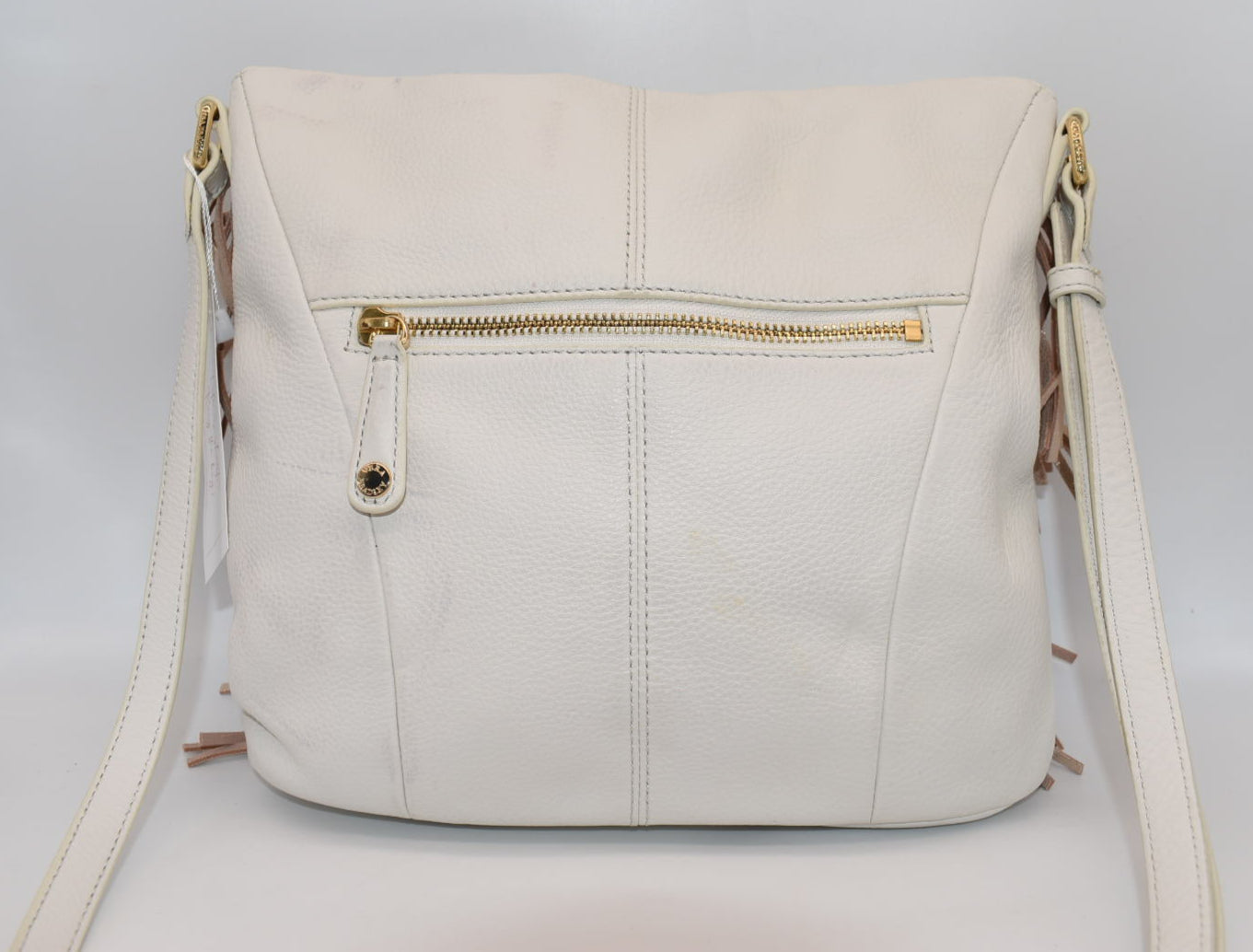 Vera Bradley White Fringe Meredith Leather Crossbody Bag