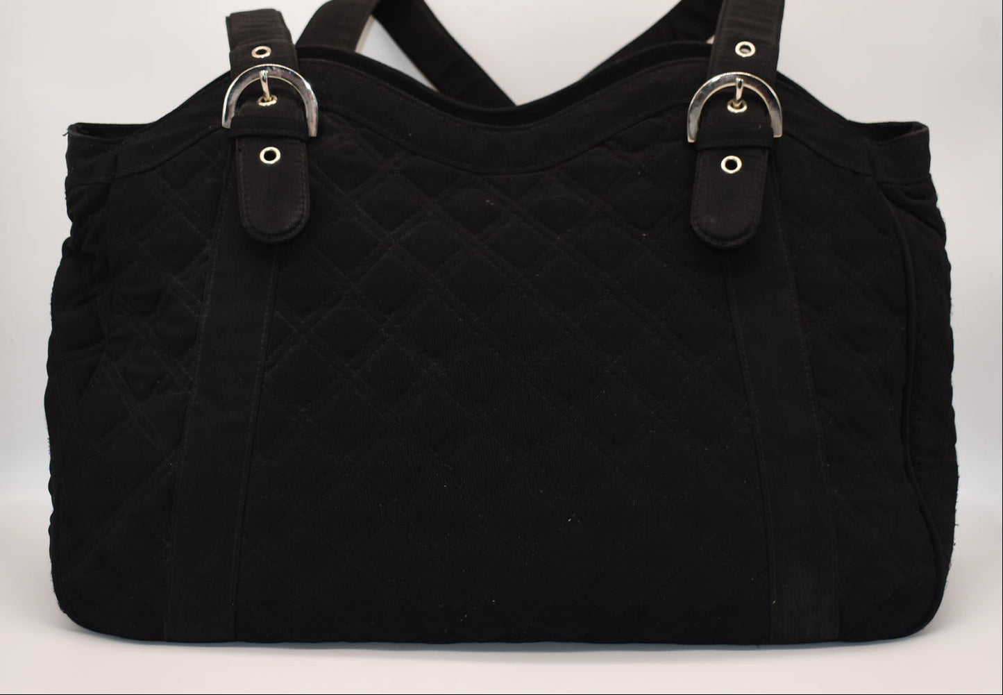 Vera Bradley Large Quilted Microfiber Satchel Bag in Black