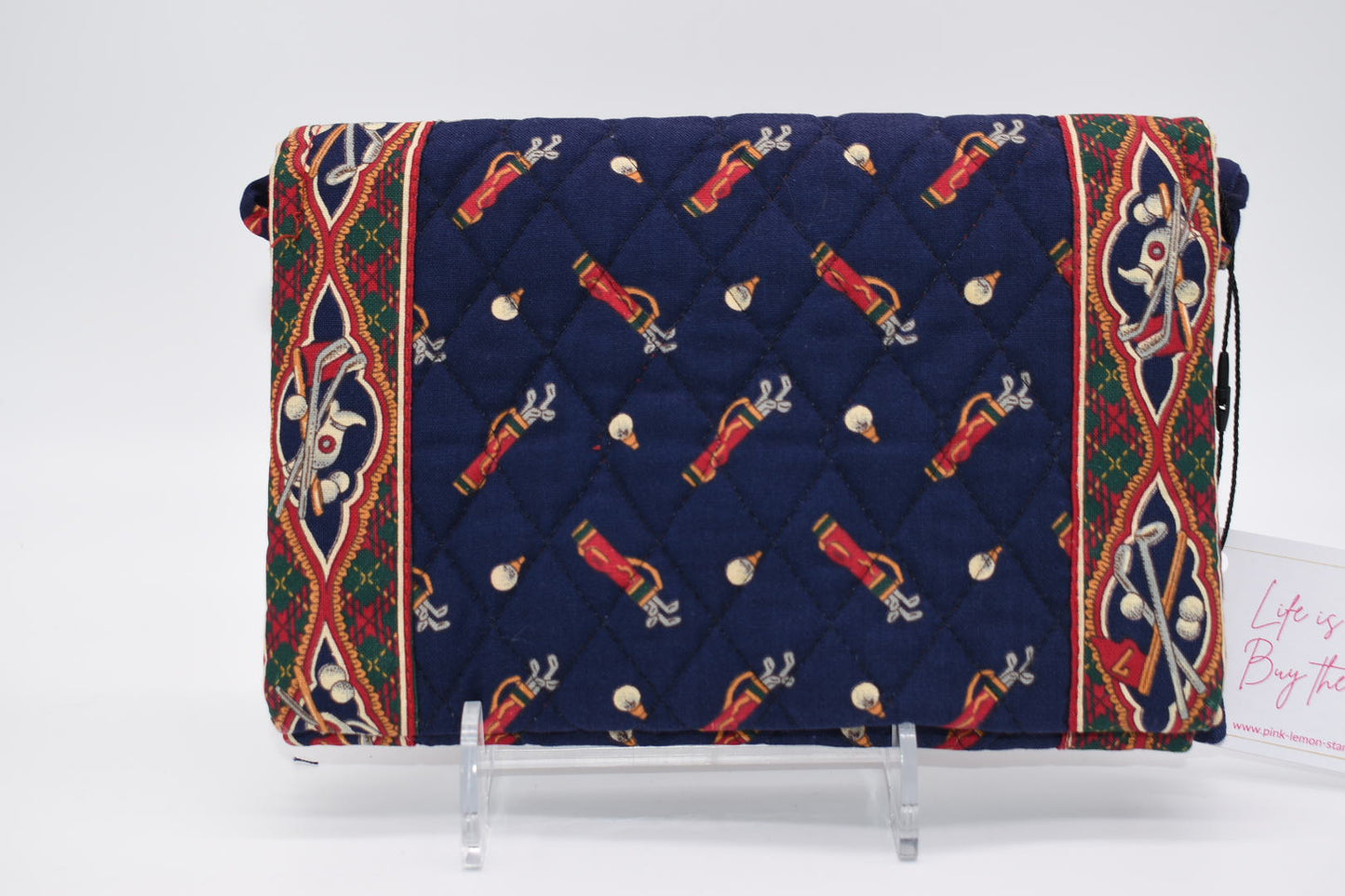 Vintage Vera Bradley Elite Crossbody Bag in "Golf Navy- 1995" Pattern