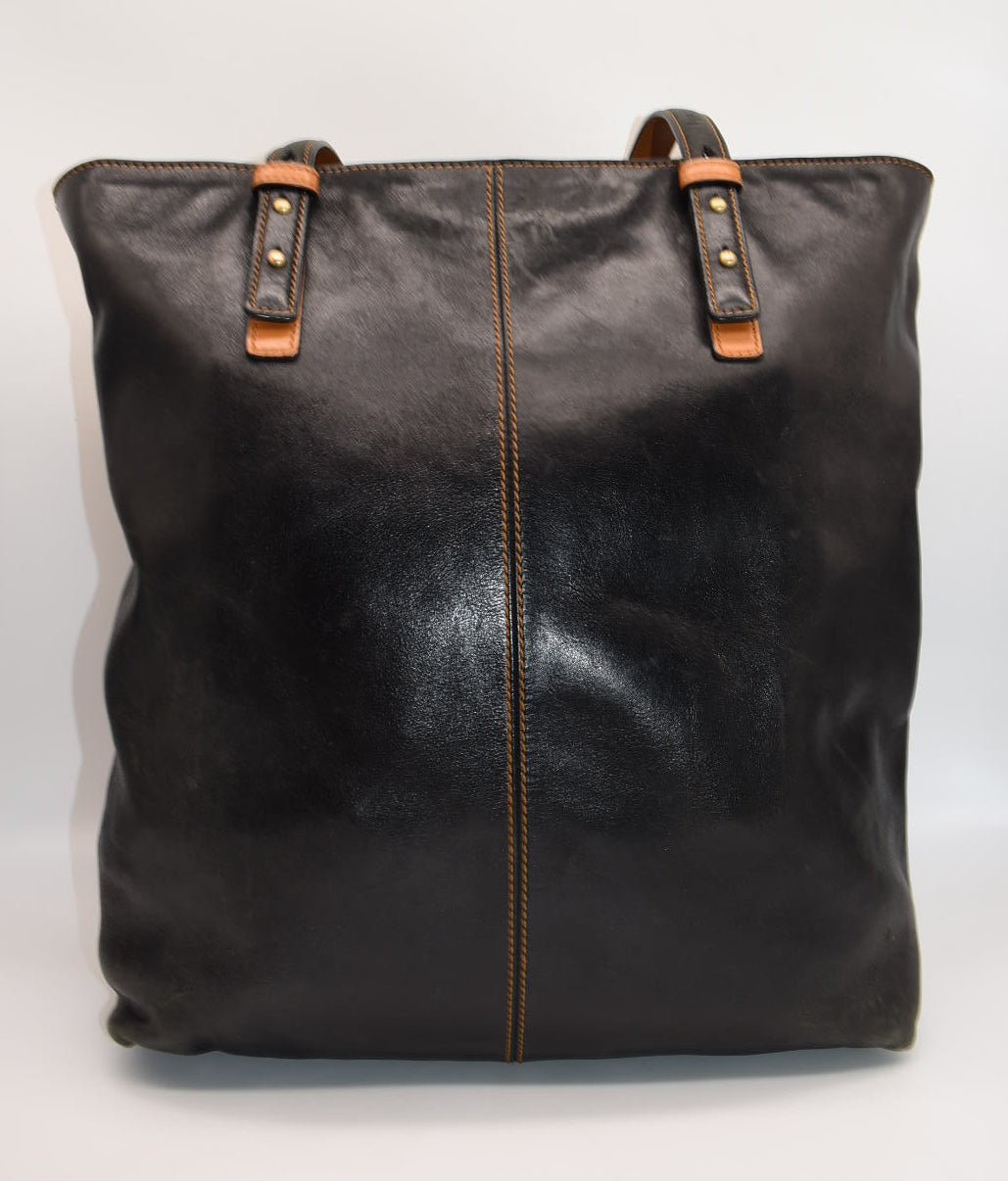 Vera Bradley Gallatin Leather Sagebrush Tote Bag in Black