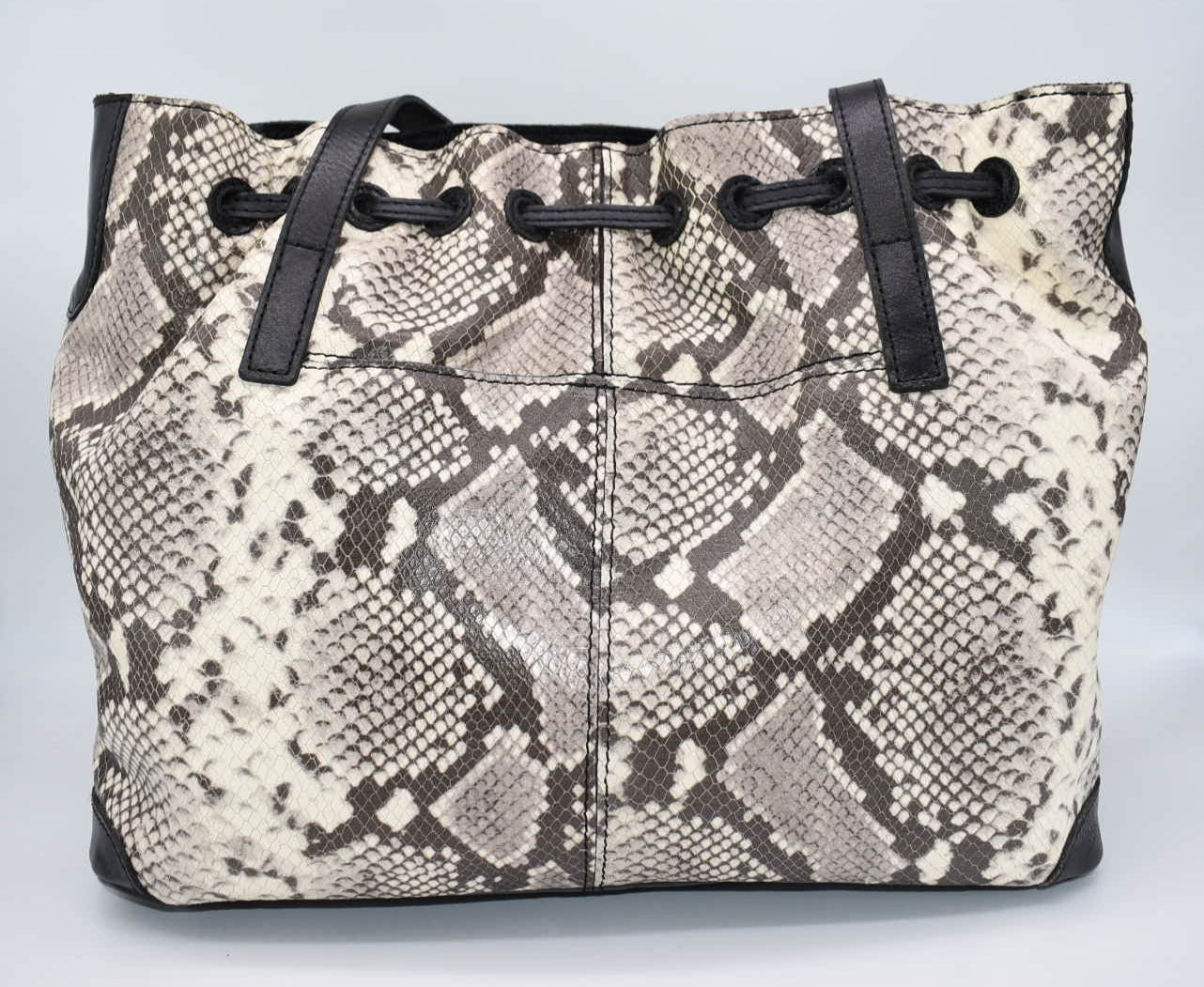 Patricia Nash Leather Drawstring Witney Tote in Python