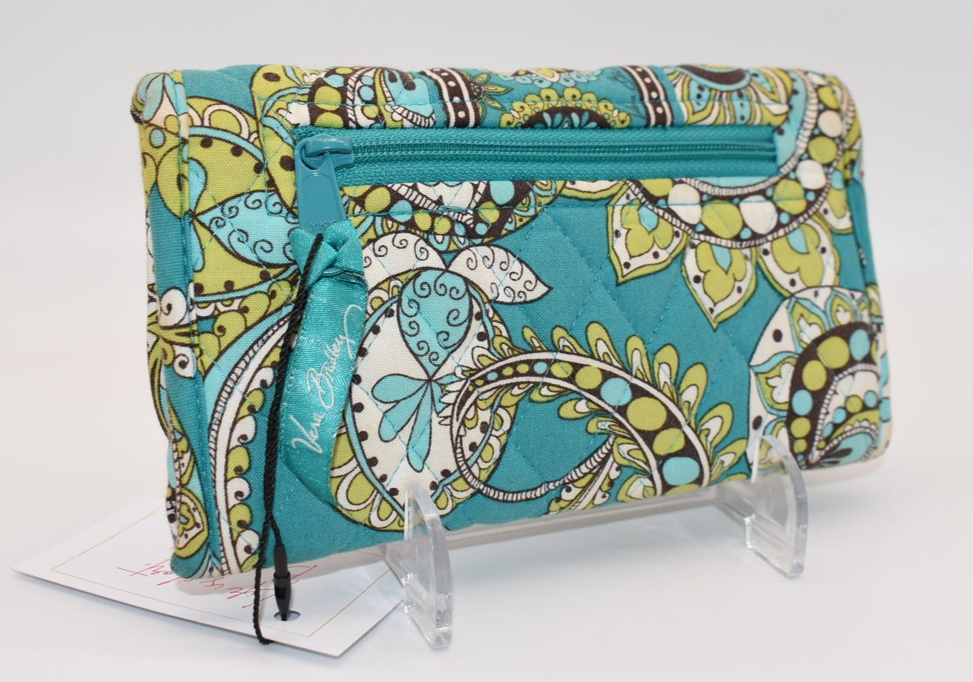 Vera Bradley Trifold Cotton Wallet in "Peacock" Pattern