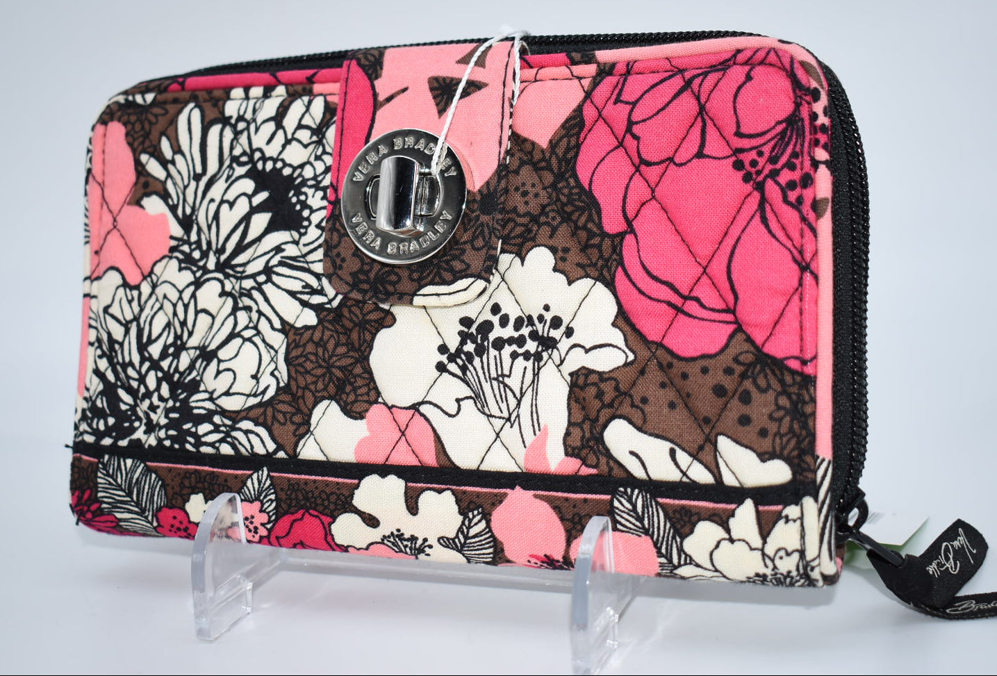 Vera Bradley Turnlock Wallet in "Mocha Rouge" Pattern