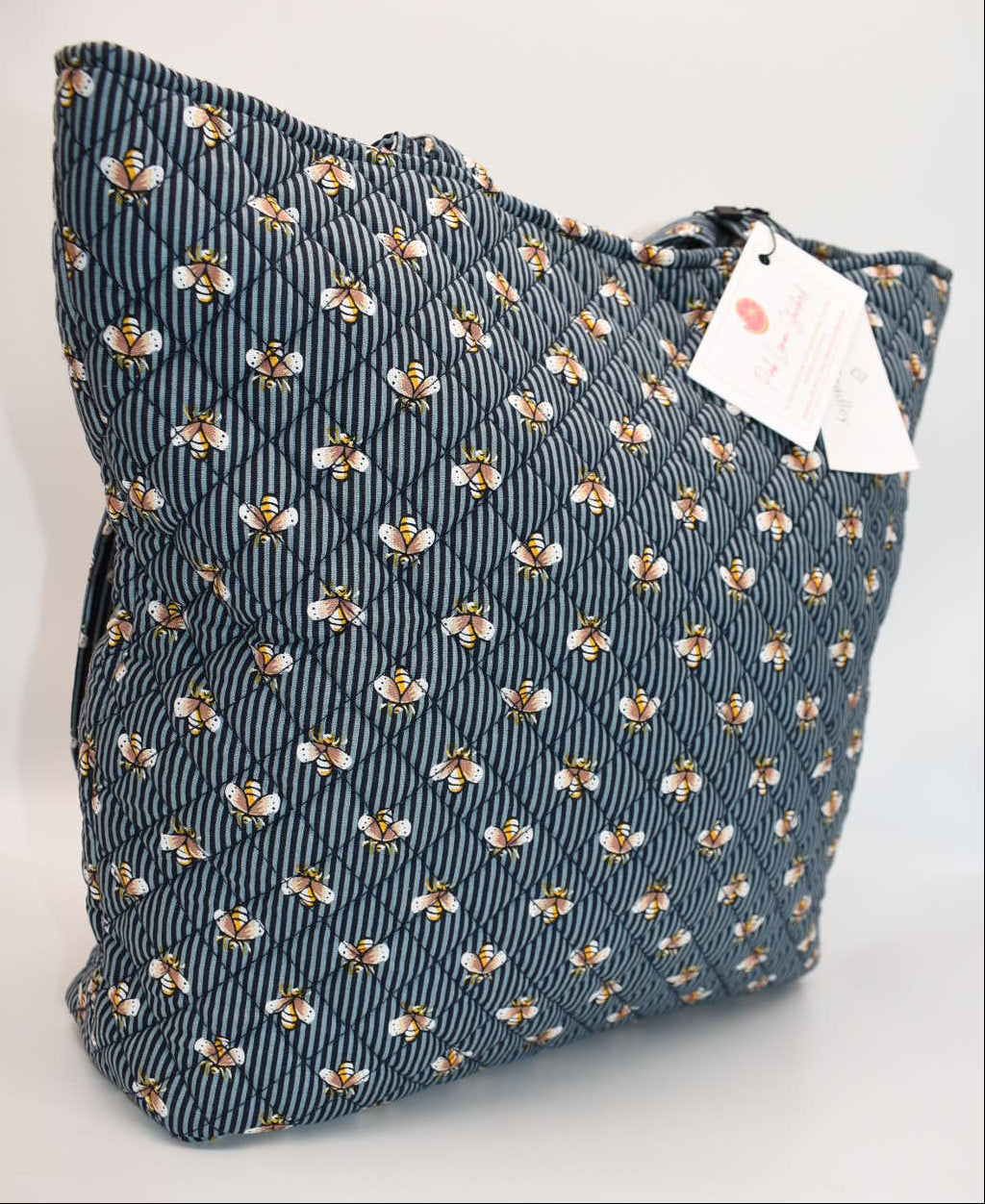 Vera Bradley Quilted Cotton Tote Bag in "Bee Navy" Pattern