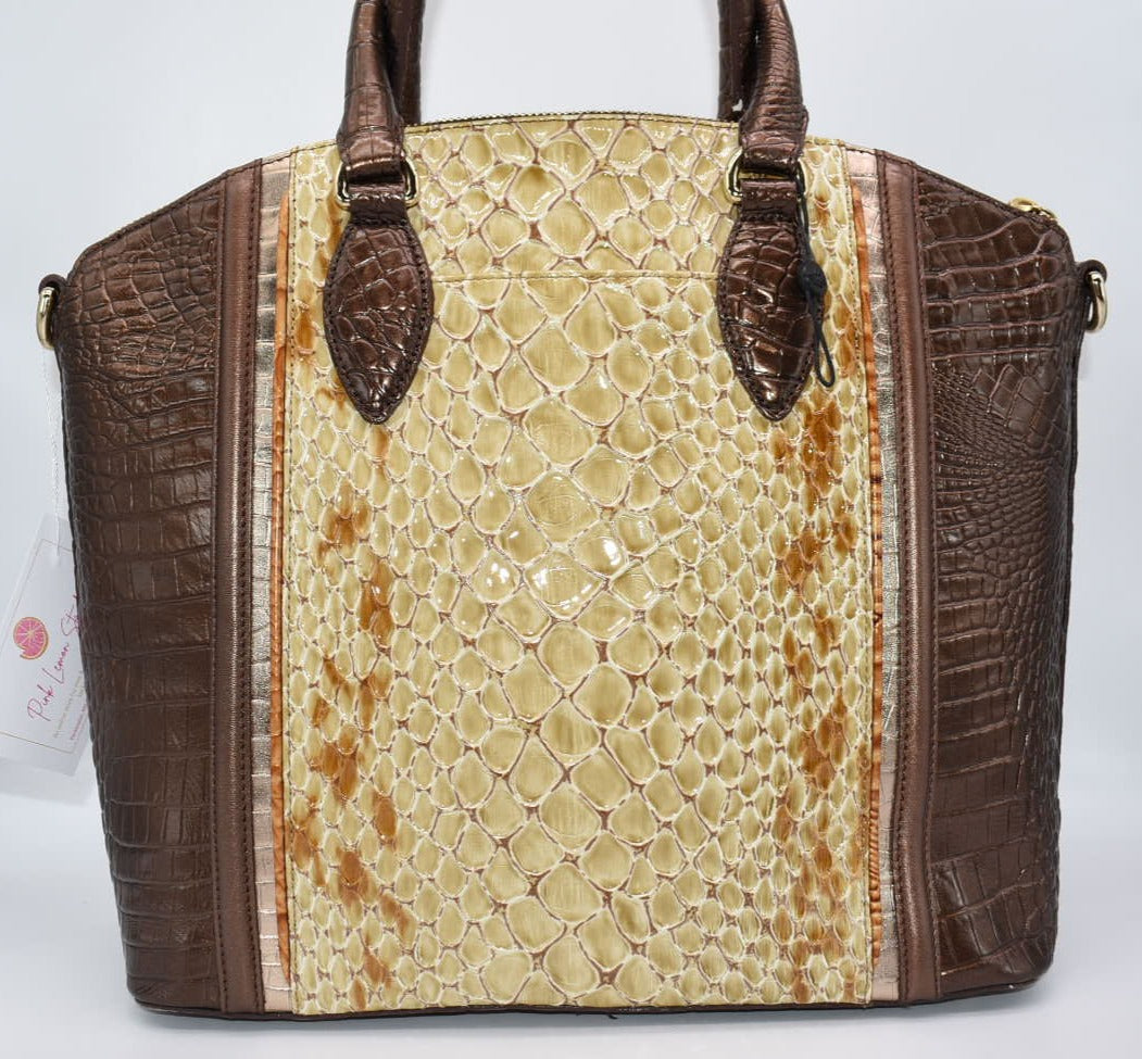 Brahmin Large Duxbury Satchel Bag in Honey Carlisle