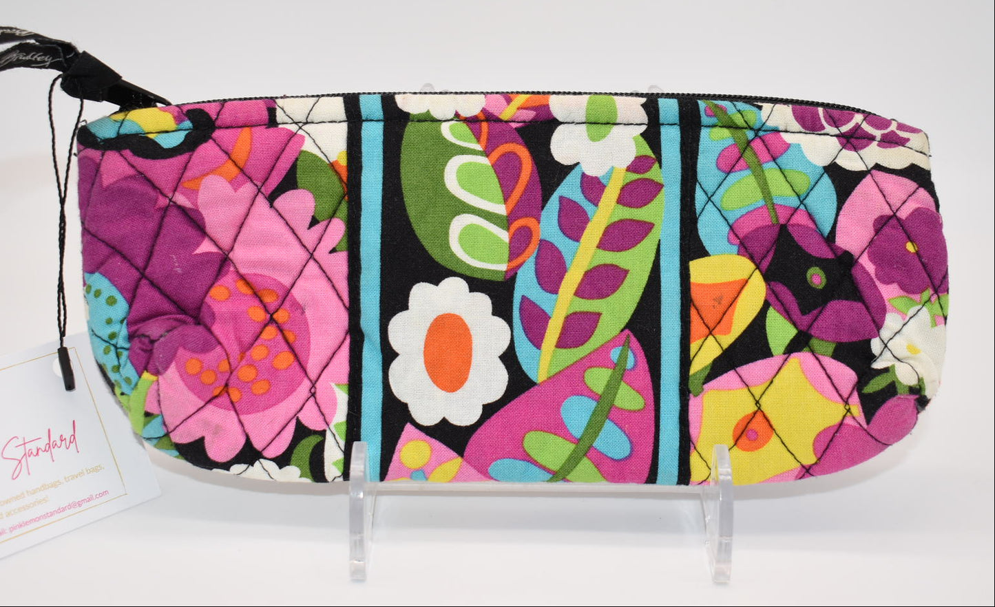 Vera Bradley Brush & Pencil Cosmetic Zip Pouch in "Va Va Bloom" Pattern