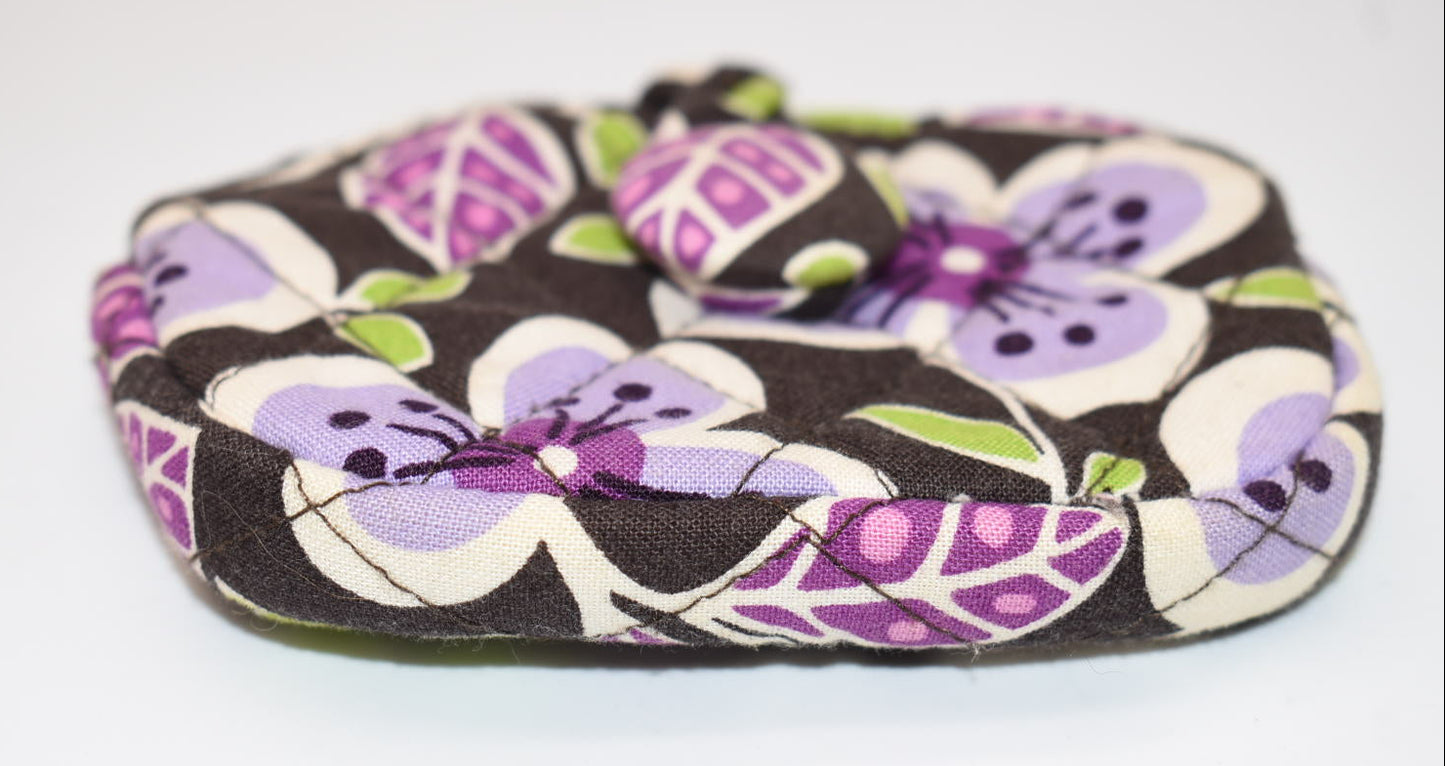 Vera Bradley Button Coin Purse in "Plum Petals" Pattern