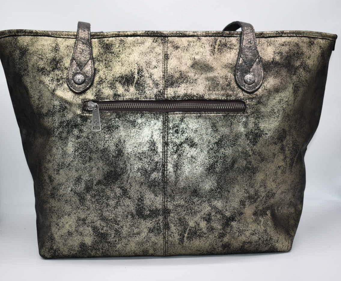 Patricia Nash Large Tote Bag in Woven Metallic Gold & Black