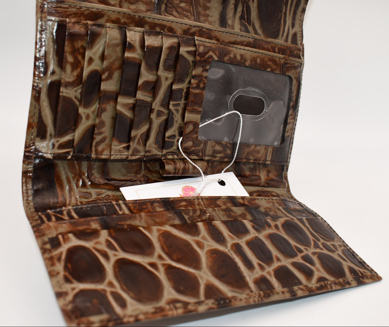 Brahmin Soft Checkbook Wallet in Espresso Orinoco