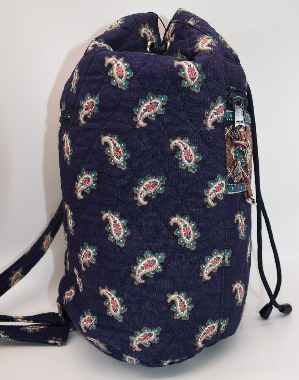 Vintage Vera Bradley Drawstring Sling Bag in "Navy -1991" Pattern