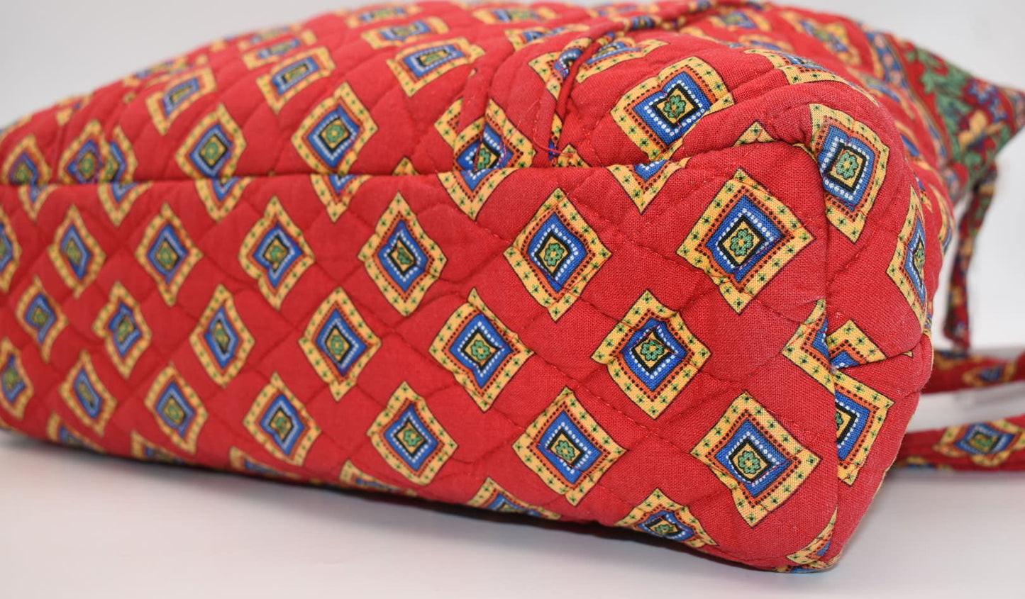 Vera Bradley Large Betsy Shoulder Bag in "Villa Red" Pattern