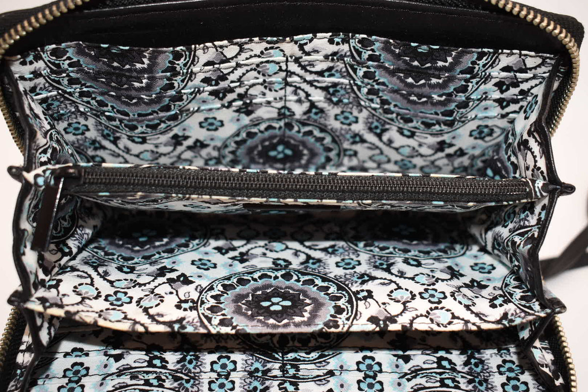 Vera Bradley Carryall "All Together" Leather Crossbody Bag / Wallet in Black