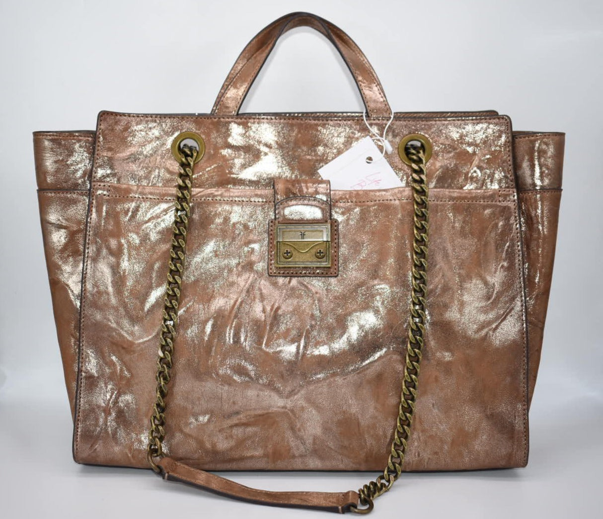Frye Ella Convertible Leather Tote Bag in Metallic Gold