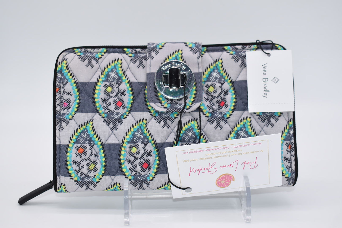 Vera Bradley RFID Turnlock Wallet in Paisley Stripes