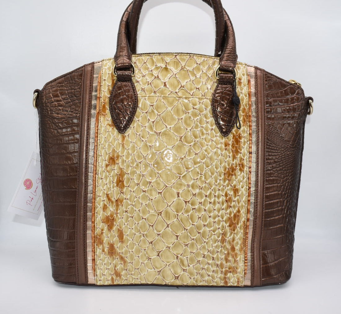 Brahmin Large Duxbury Satchel Bag in Honey Carlisle