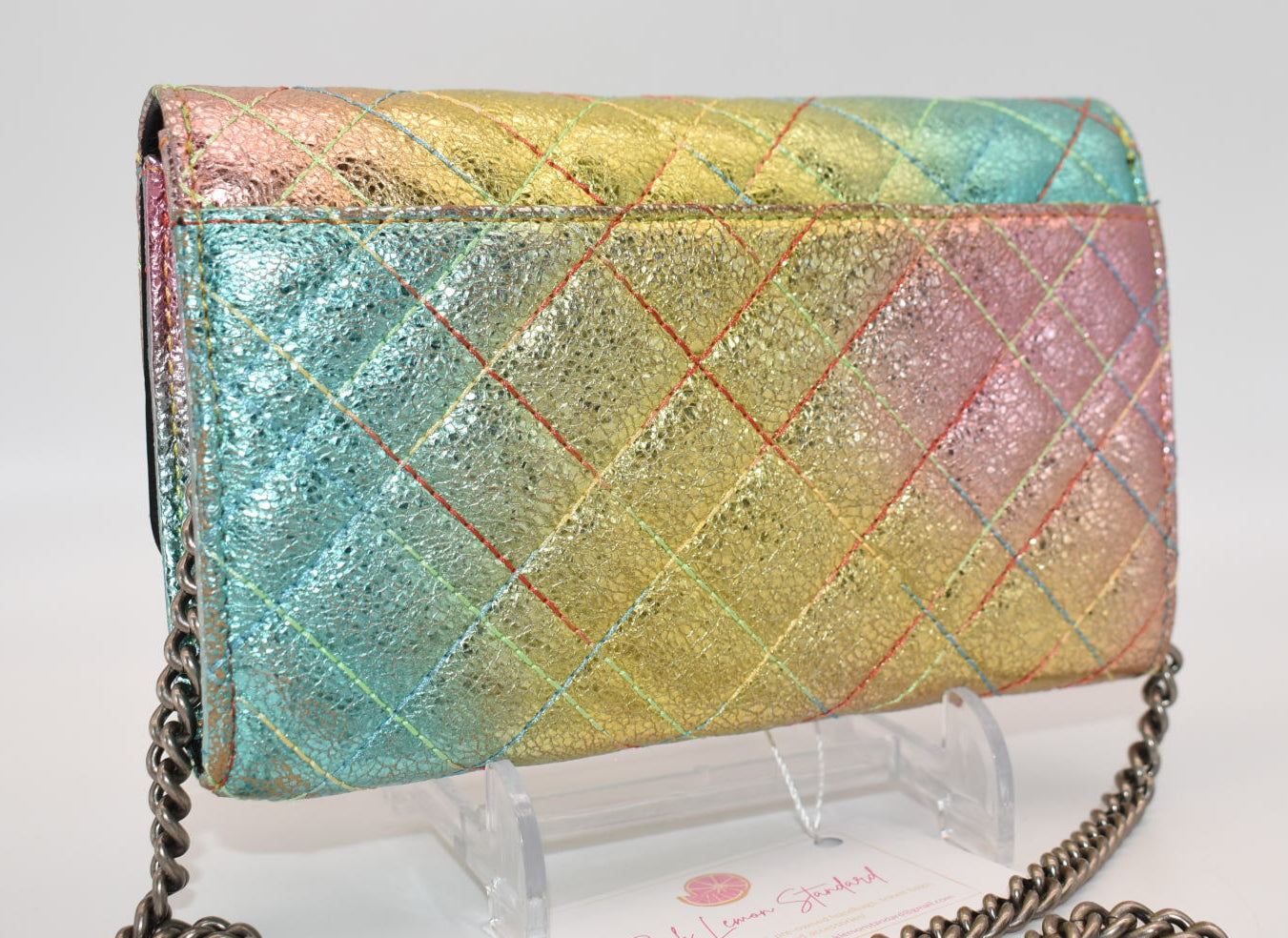Kurt Geiger Brixton Metallic Rainbow Wallet on a Chain