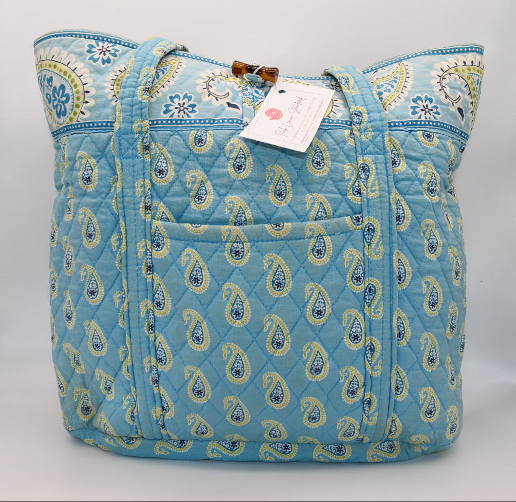 Vera Bradley Large Vera Tote Bag in "Bermuda Blue" Pattern
