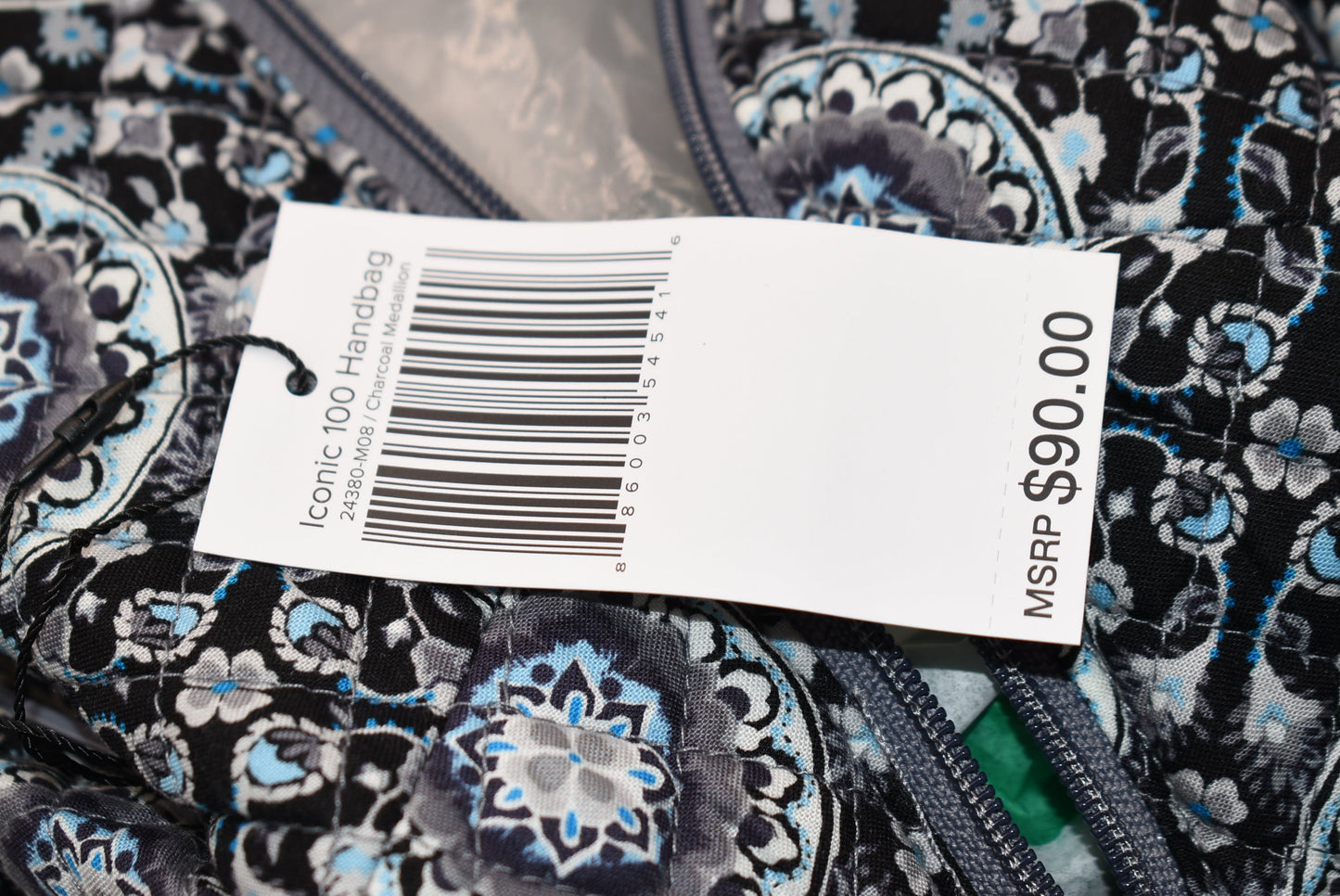 Vera Bradley Iconic 100 Handbag in "Charcoal Medallion" Pattern