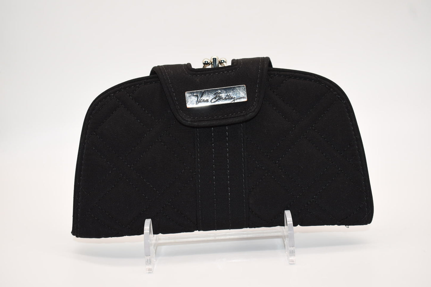 Vera Bradley Microfiber Kiss & Snap Clutch Wallet in Black