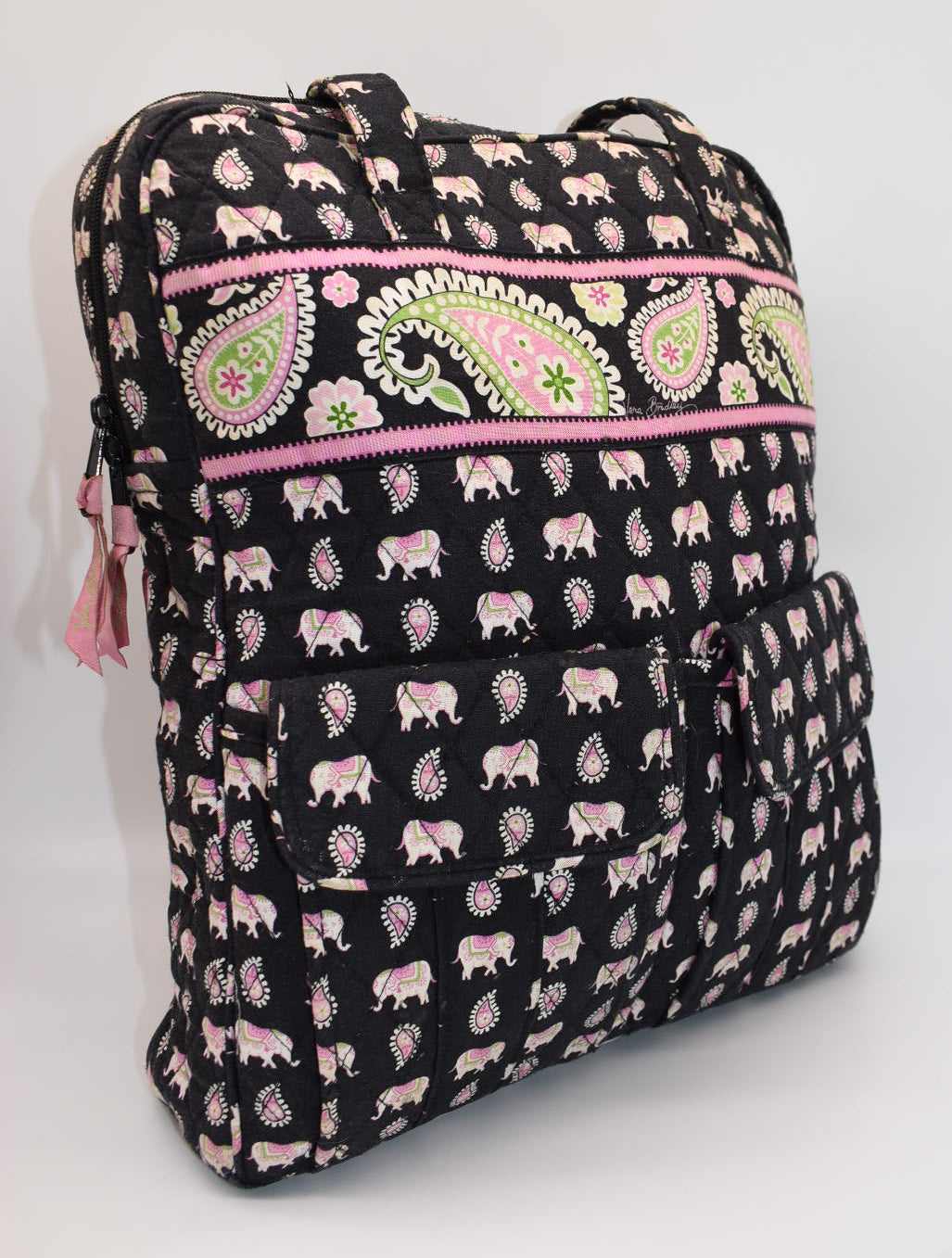 Vera Bradley Large Commuter Tote Bag in "Pink Elephants" Pattern