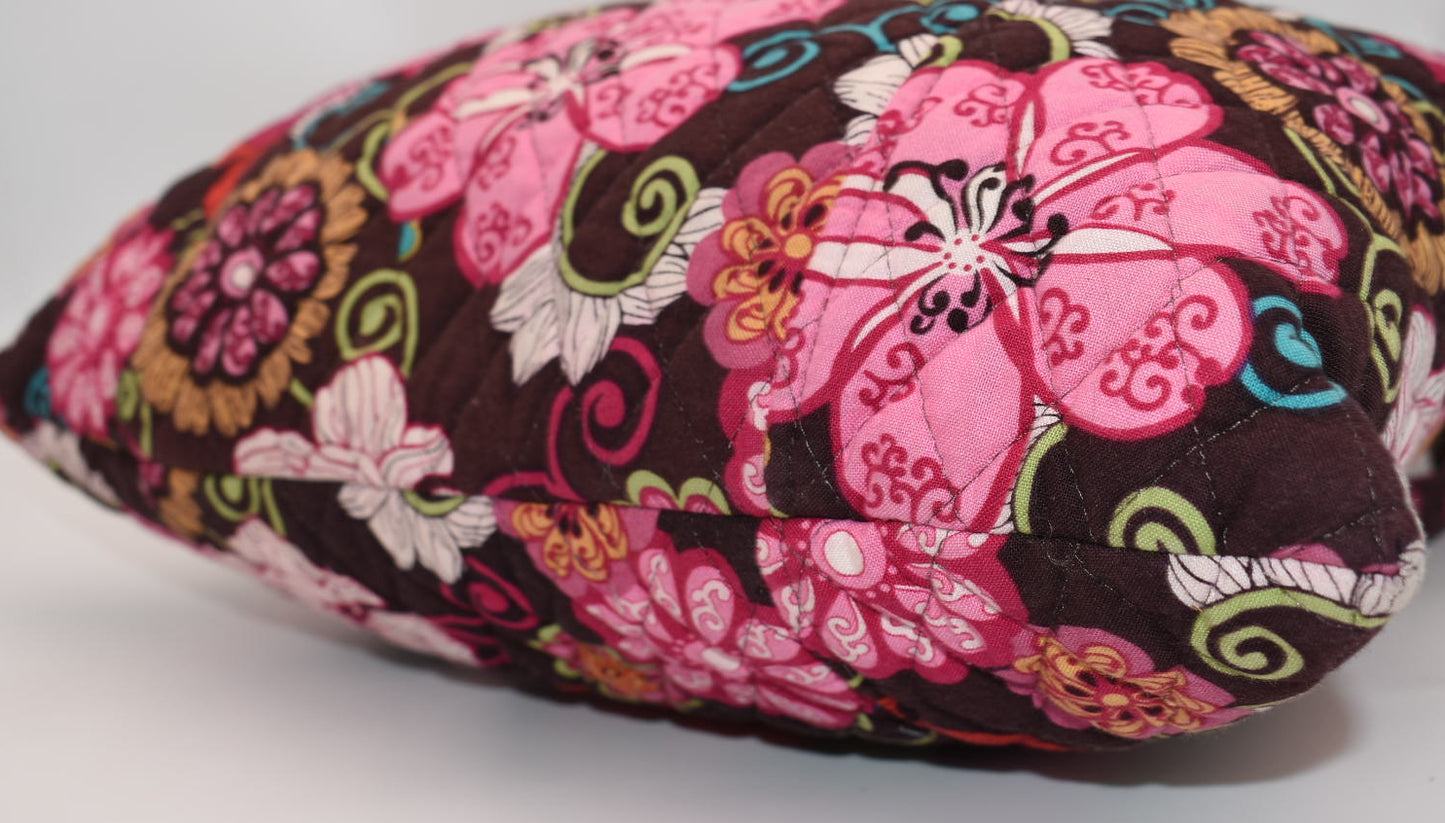 Vera Bradley Large Curvy Shoulder Tote Bag in "Mod Floral Pink" Pattern