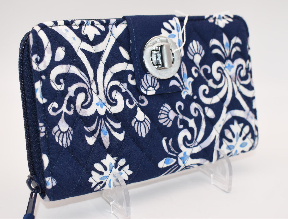 Vera Bradley RFID Turnlock Wallet in "Steel Blue Medallion" Pattern