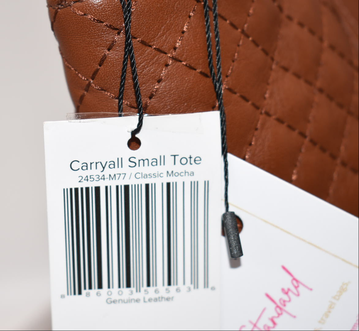 Vera Bradley Carryall Small Leather Tote Bag in Classic Mocha