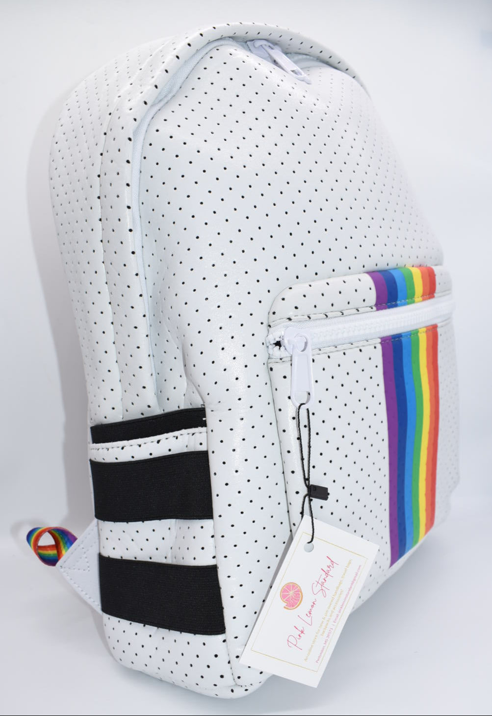Parker & Hyde Large White Rainbow Neoprene Backpack