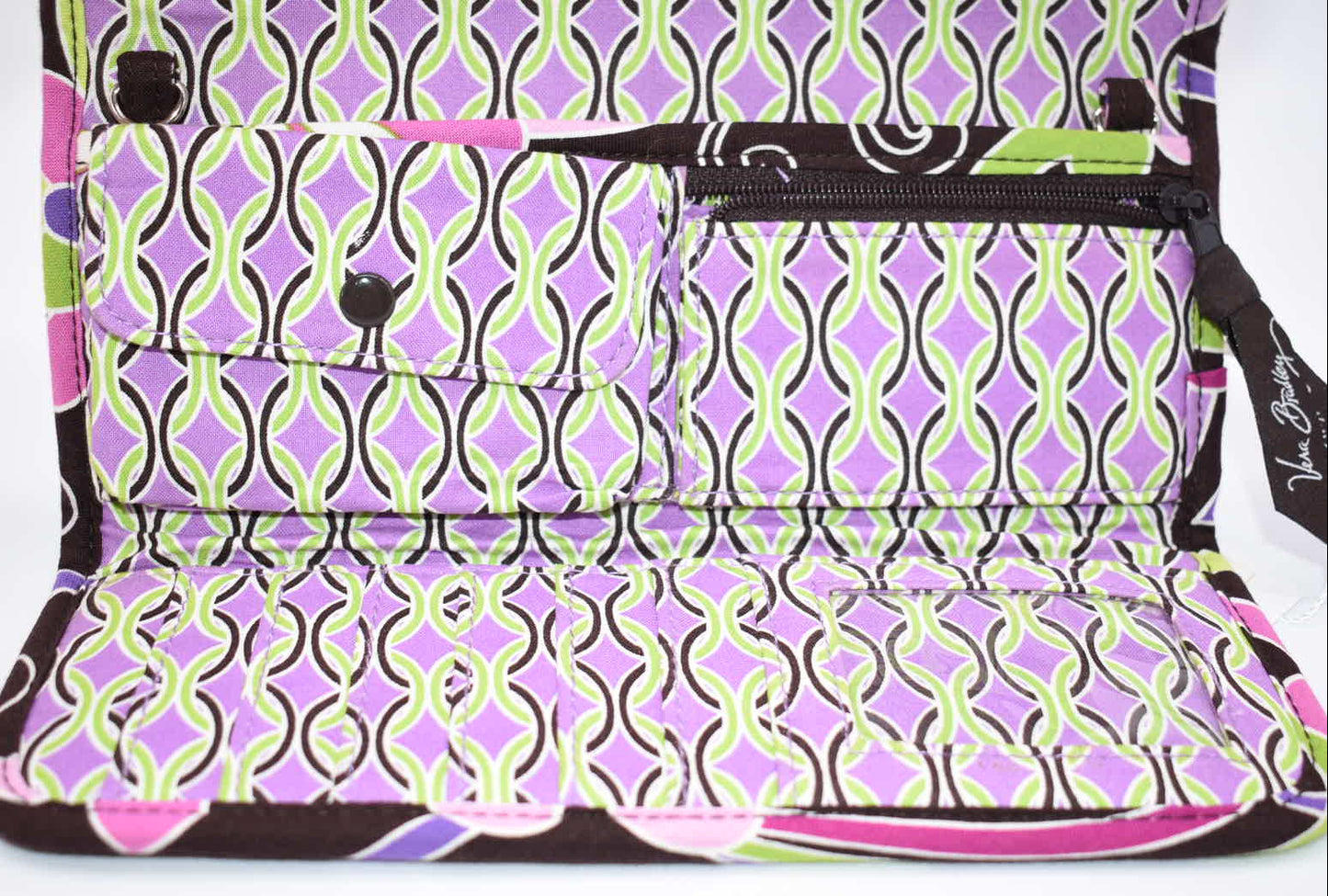 Vera Bradley Trifold Wallet in "Purple Punch" Pattern