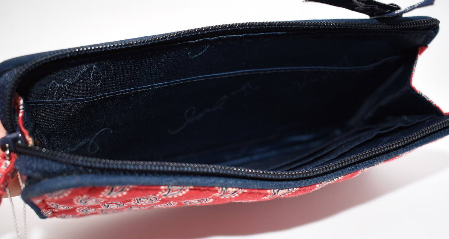 Vera Bradley Front Zip Wristlet in "Petite Red Bandana" Pattern